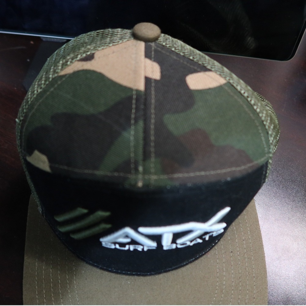 ATX Surf Boats Trucker Hat Camo Black Brown Mesh Snapback 7 Panel Cap OSFM - Picture 2 of 5